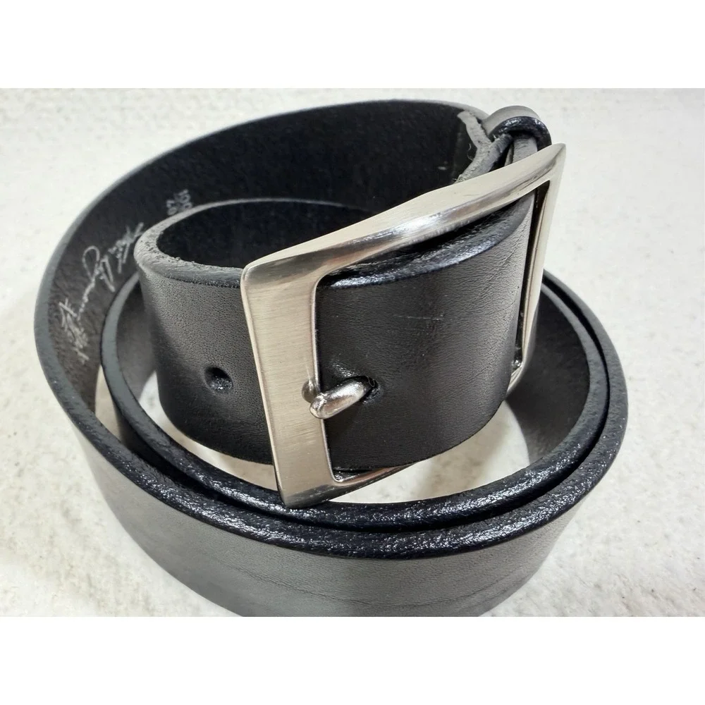 Martin Dingman Men's Black Leather Belt Size 40 USA Made Solid Brass Buckle Vint